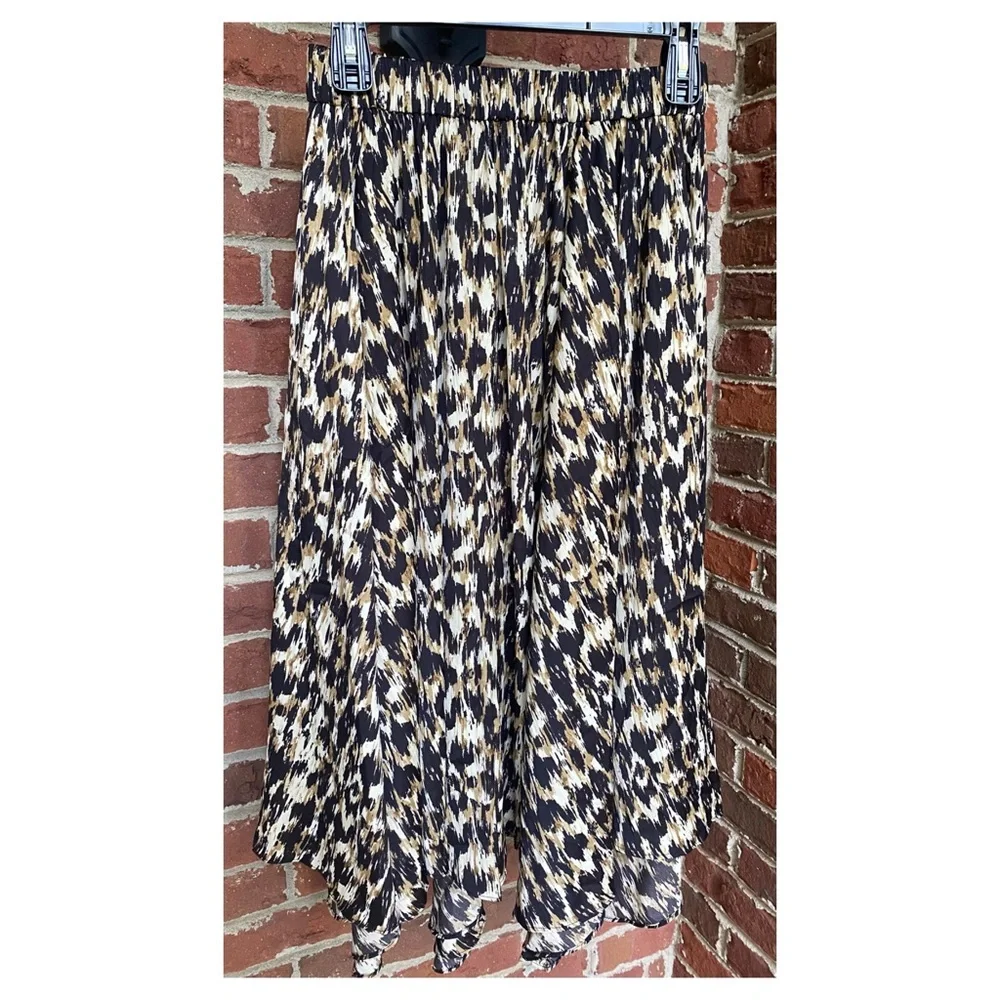 NWT Anthropologie Animal Print Silky Skirt  Size Small Petite